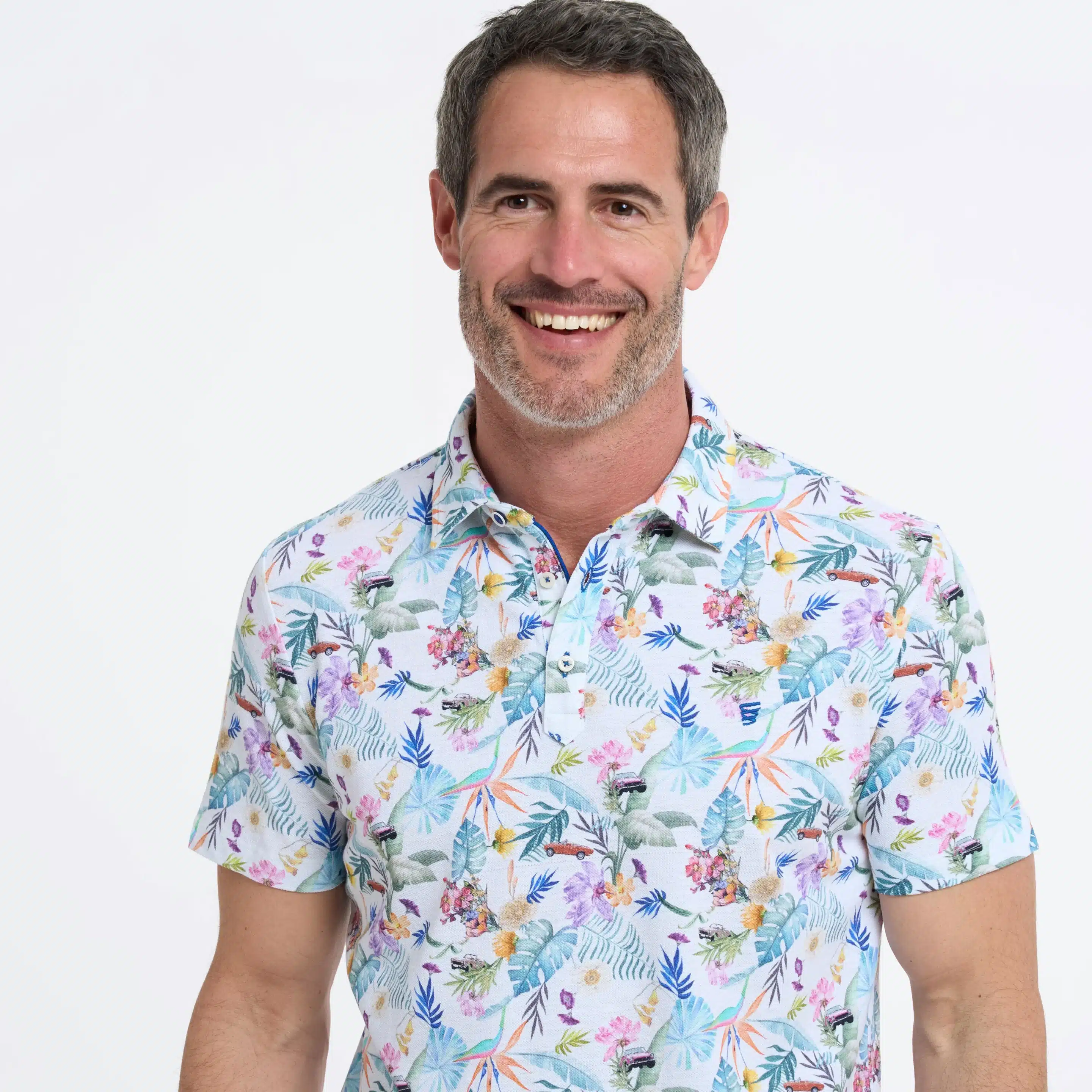 R2 Amsterdam - Floral Print Polo - Image 2