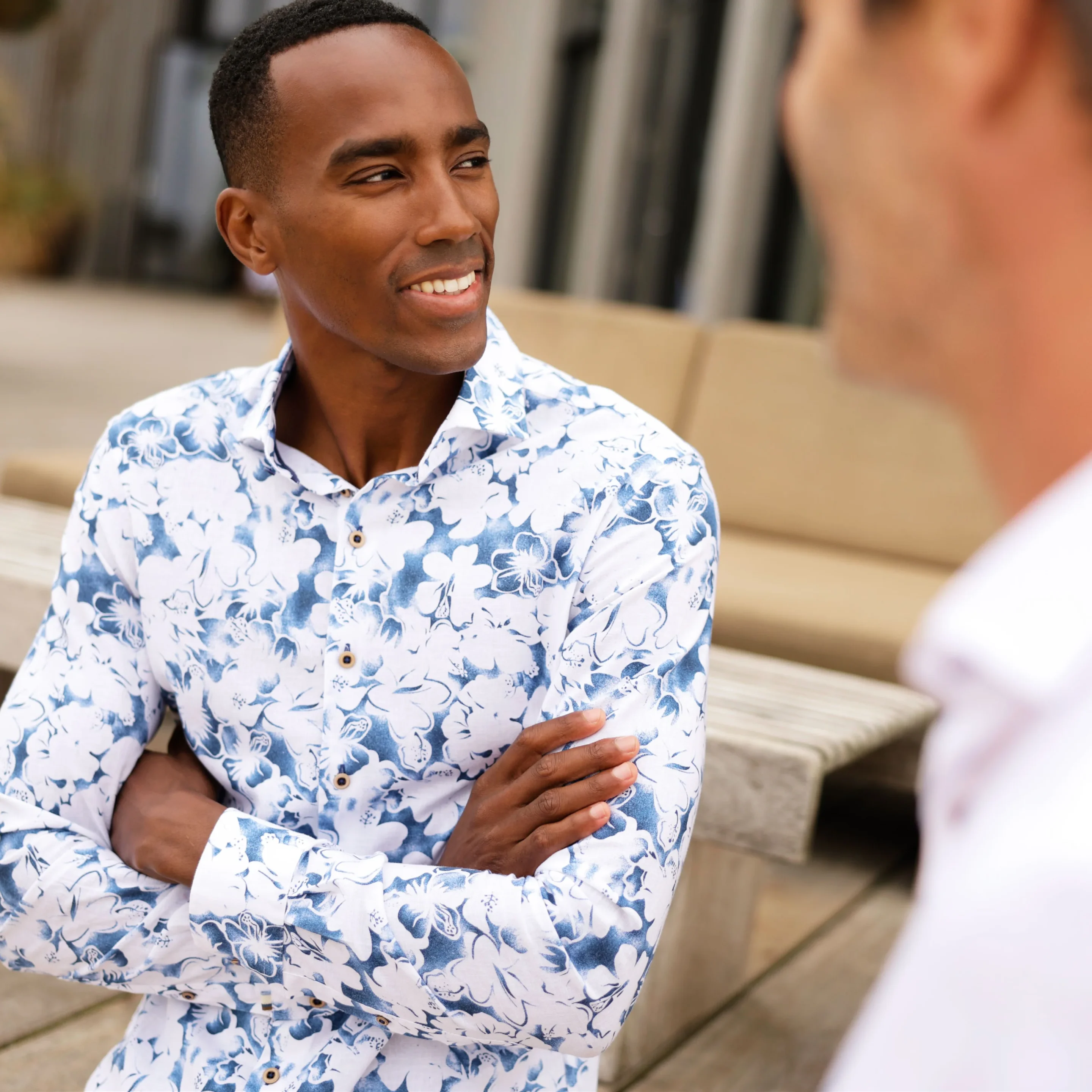 R2 Amsterdam - Printed linen stretch shirt - Image 2