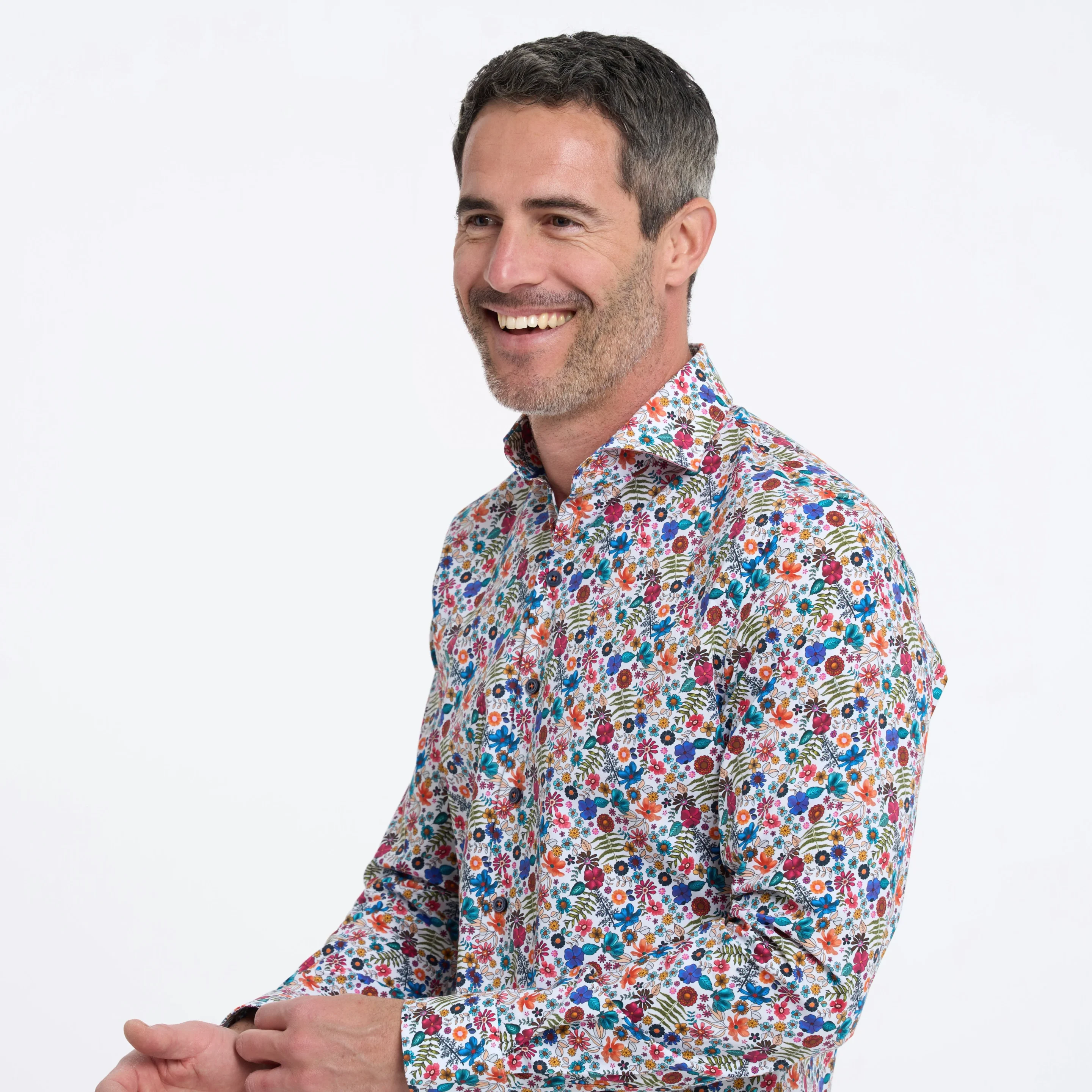 R2 Amsterdam - Floral print stretch shirt - Light - Image 2