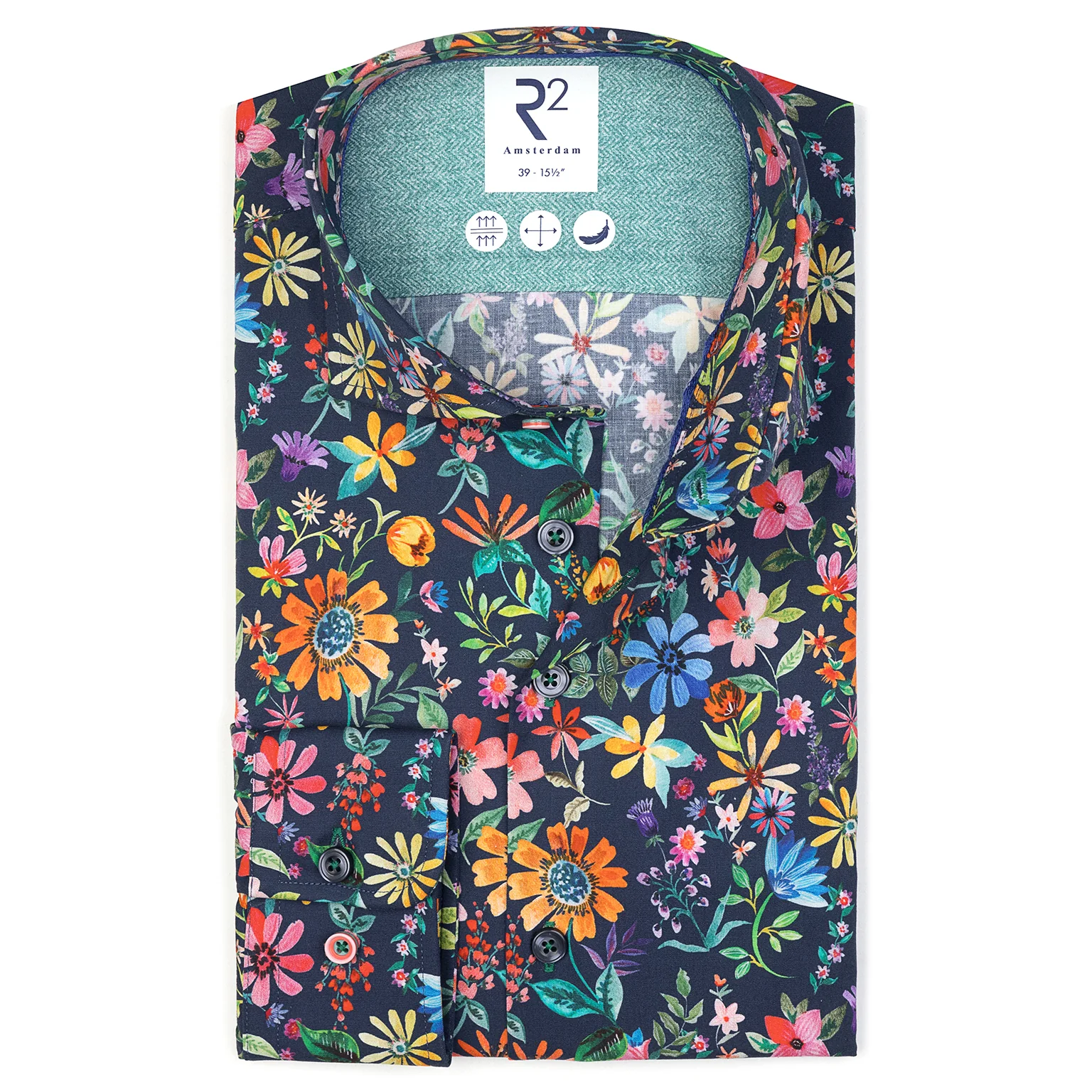 R2 Amsterdam - Floral print stretch shirt