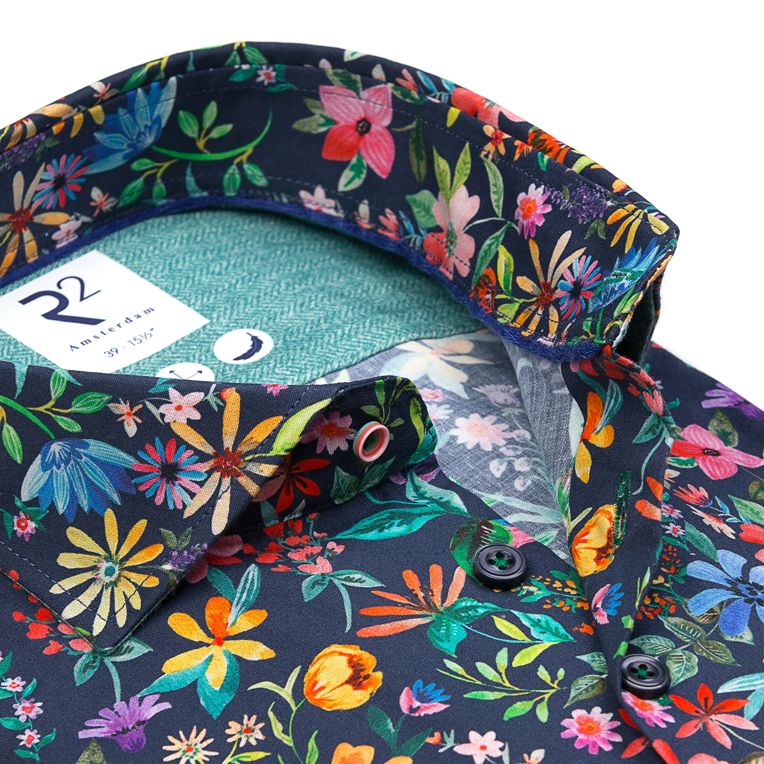 R2 Amsterdam - Floral print stretch shirt - Image 2