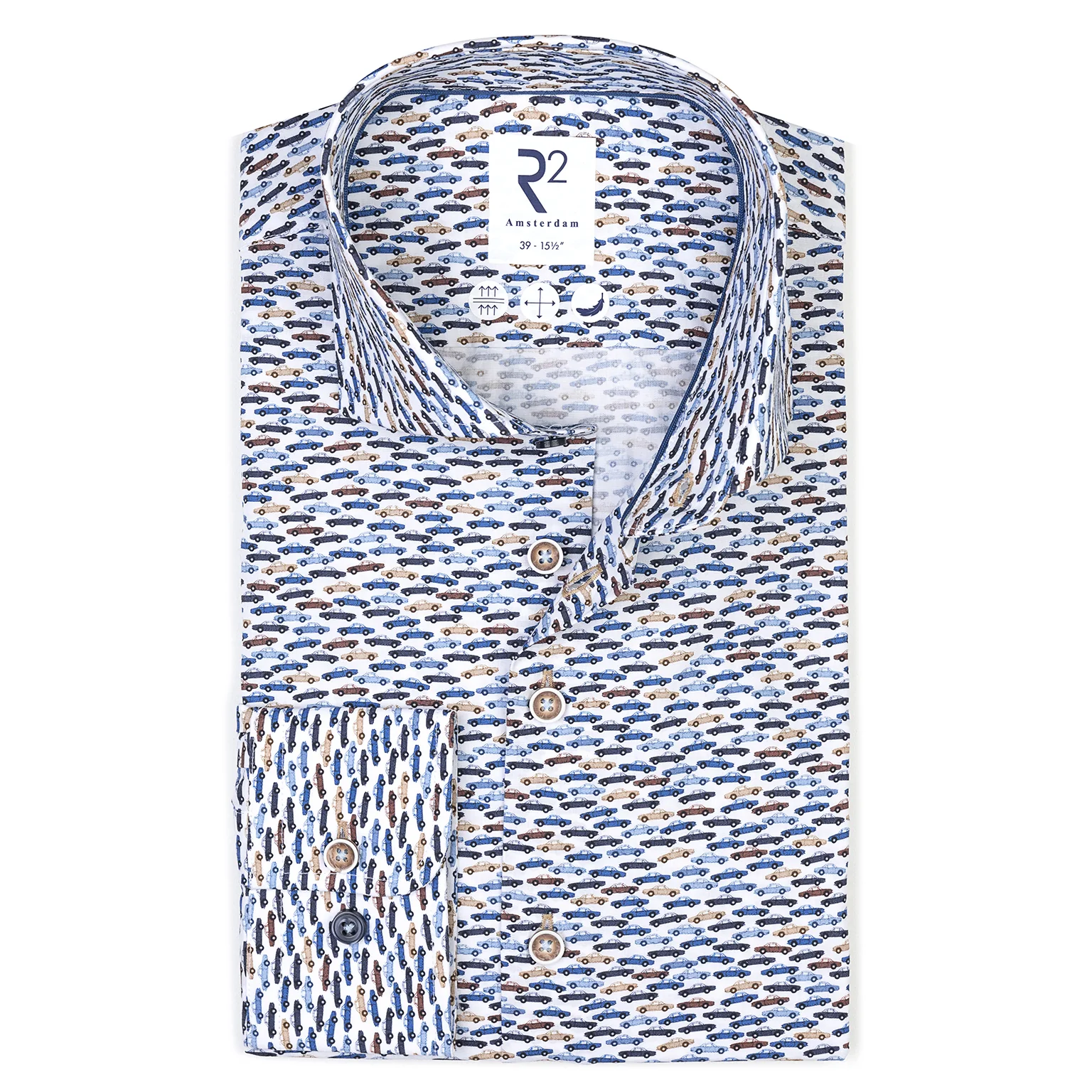 R2 Amsterdam - Classic car print cotton shirt