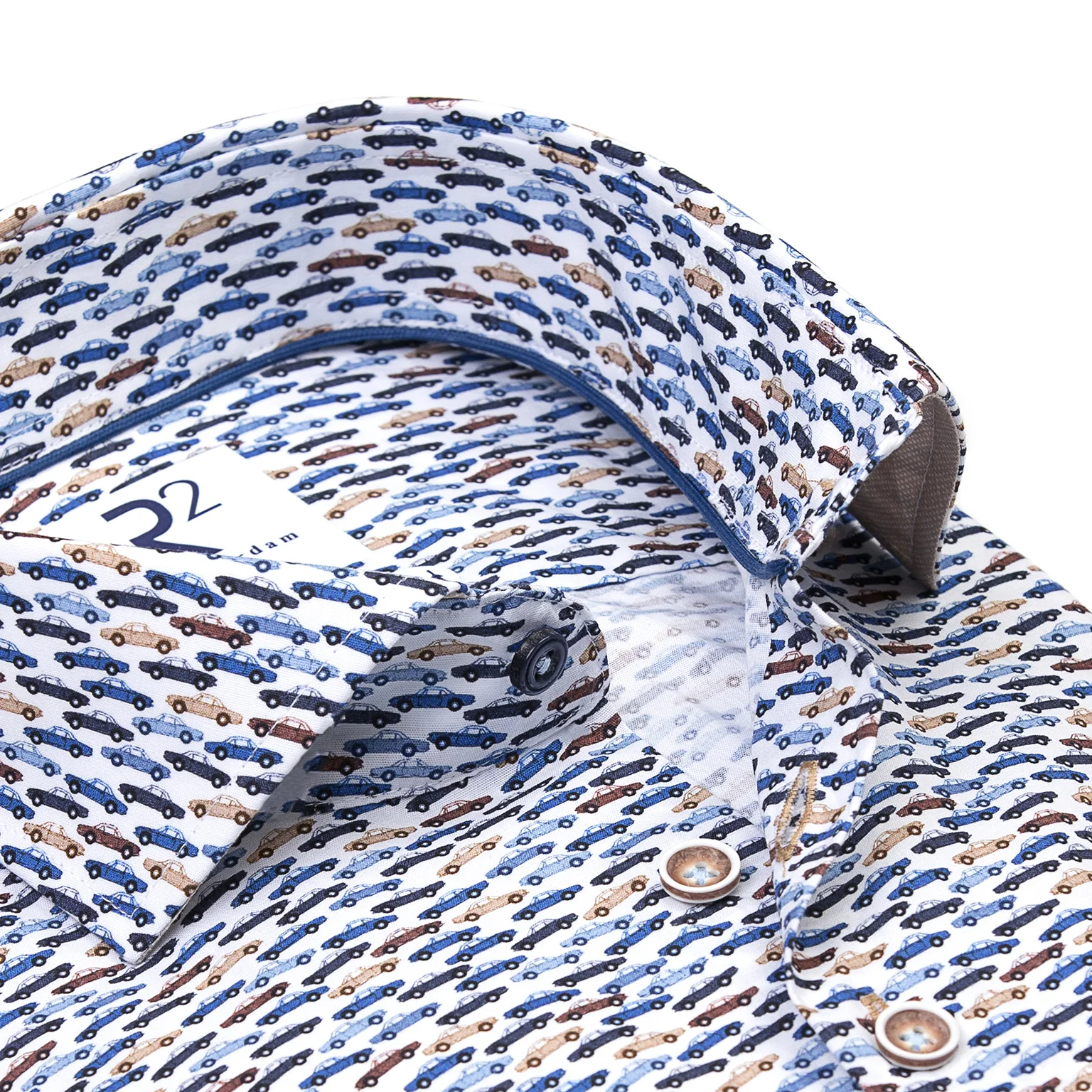 R2 Amsterdam - Classic car print cotton shirt - Image 2