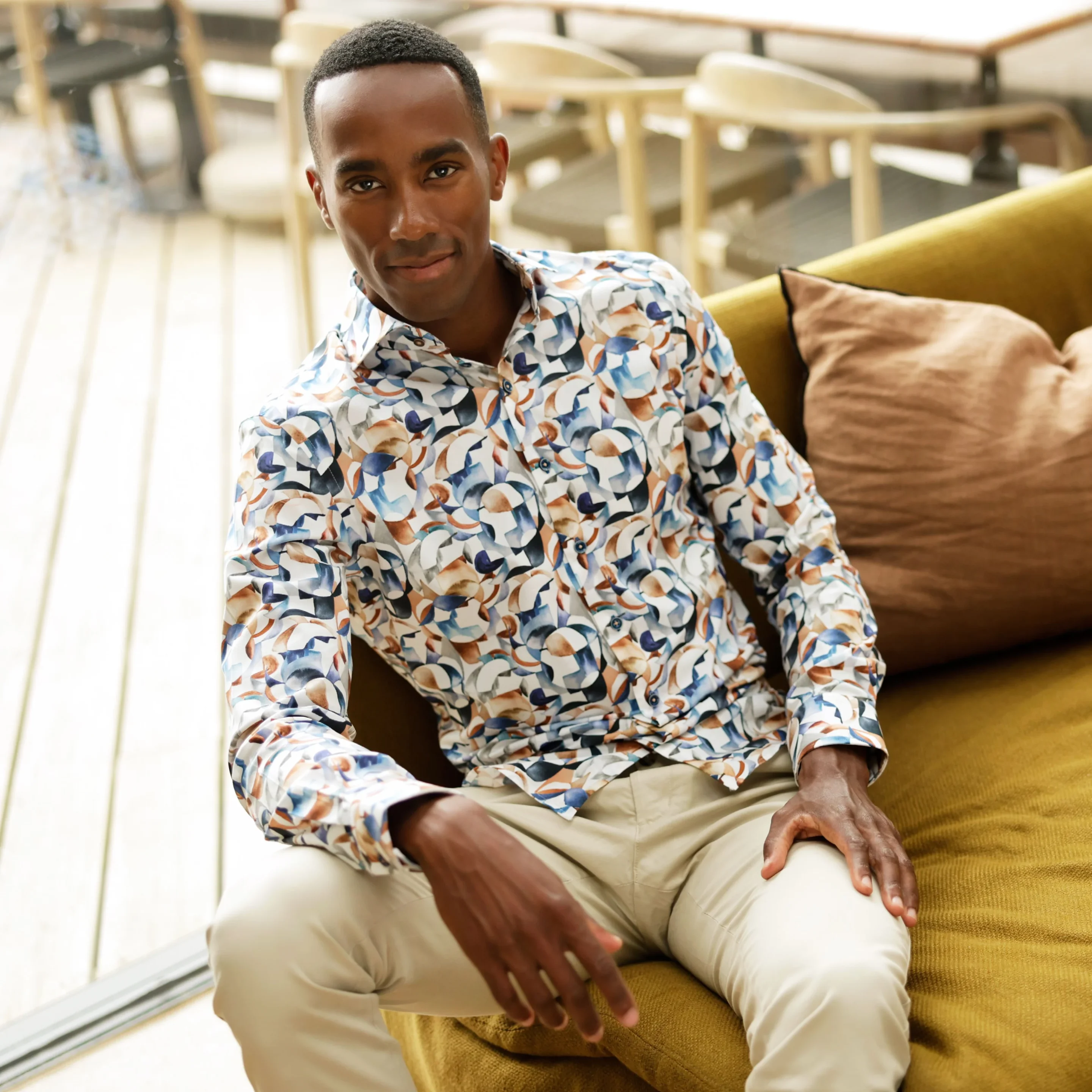 R2 Amsterdam - Multicolour print stretch shirt - Extra long sleeves - Image 3