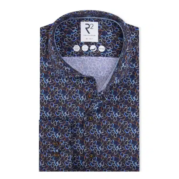 R2 Amsterdam - Travel shirt carabiner Print - Navy