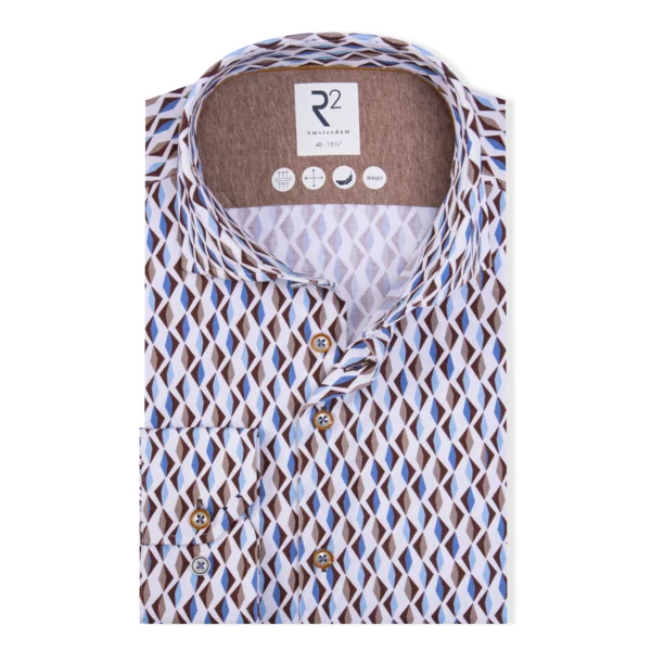 R2 Amsterdam - Single Jersey Retro Print Stretch Shirt