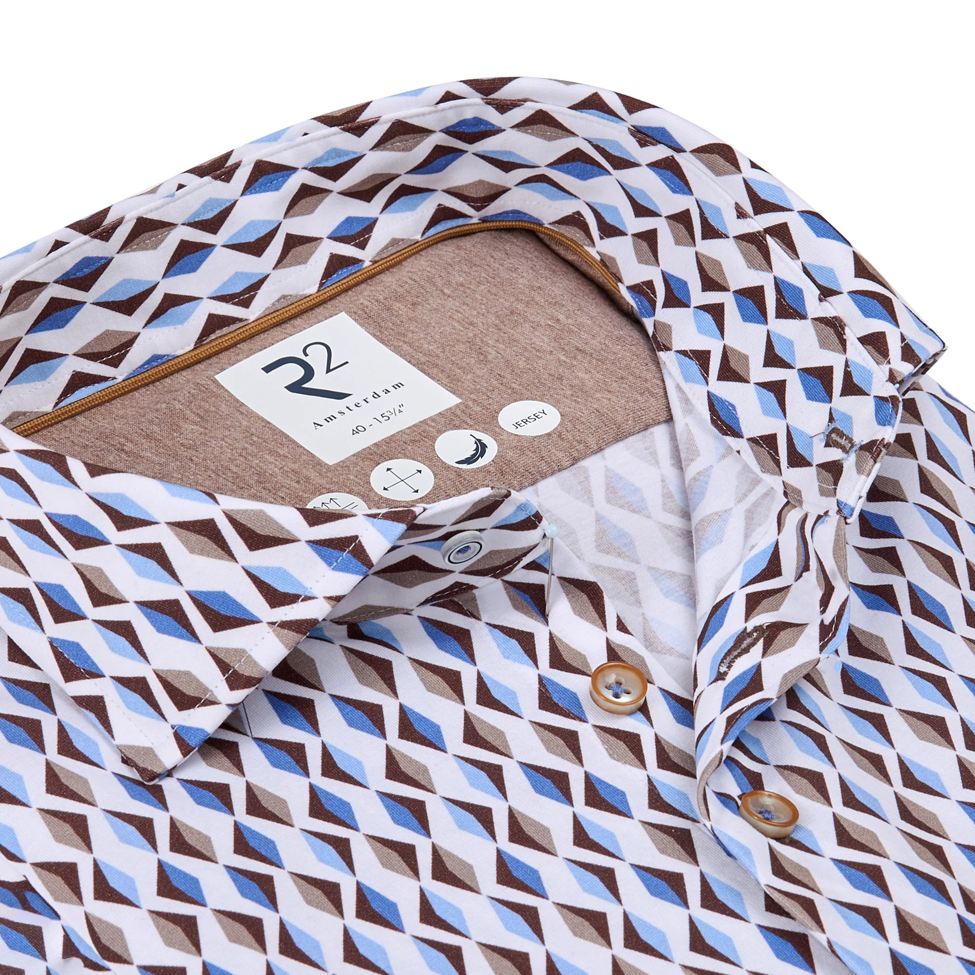 R2 Amsterdam - Single Jersey Retro Print Stretch Shirt - Image 2