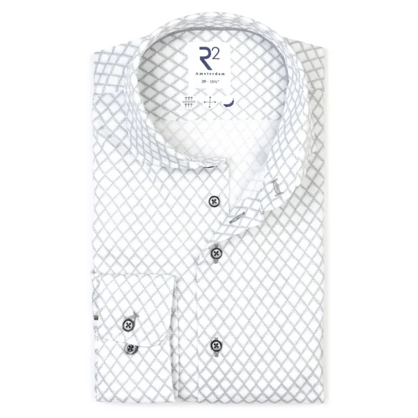 R2 Amsterdam - Dobby Cotton Shirt Printed - Grey