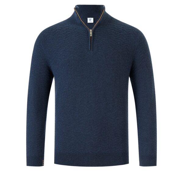 R2 Amsterdam - Wool Blend Half Zip Pullover - Navy