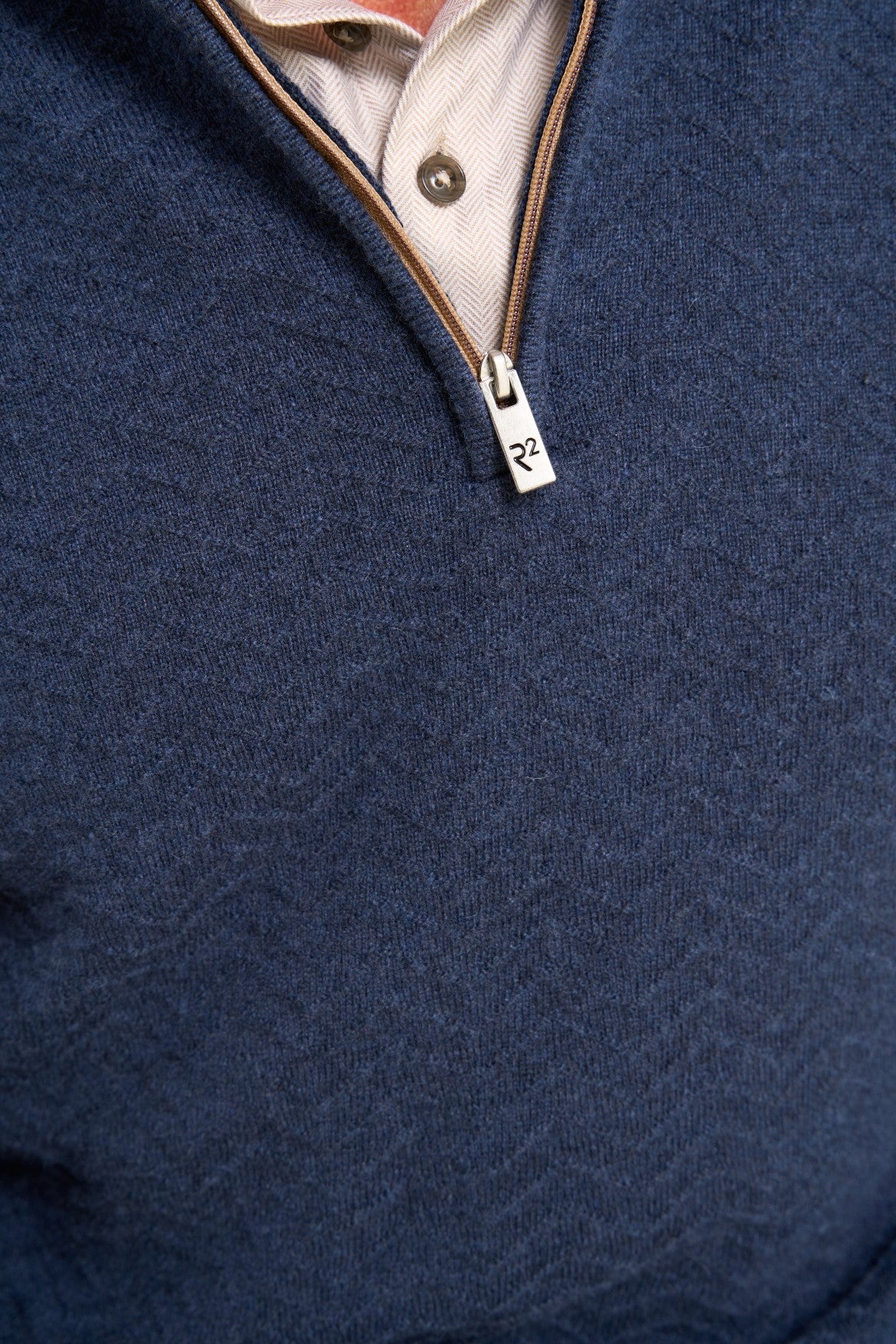 R2 Amsterdam - Wool Blend Half Zip Pullover - Navy - Image 3