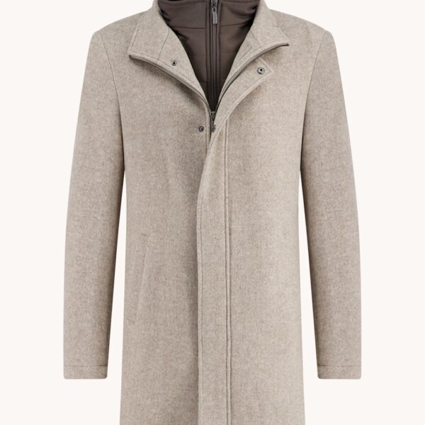 A Fish Named Fred - Funnel Neck Coat - Sand