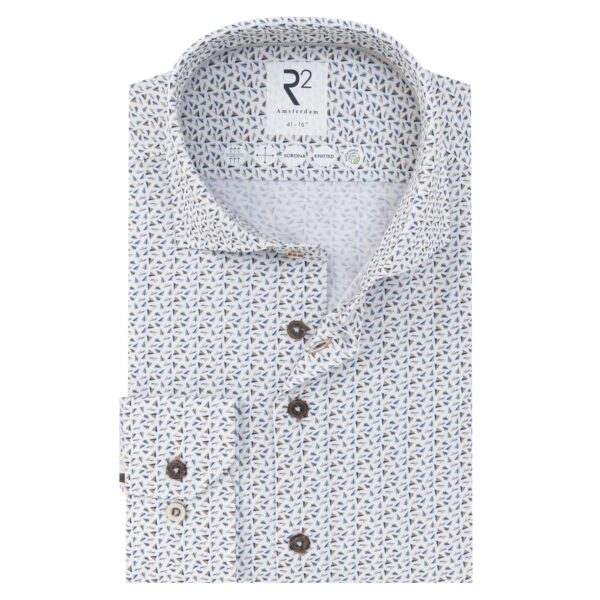 R2 Amsterdam – Paper Plane Print Travel Shirt – Beige