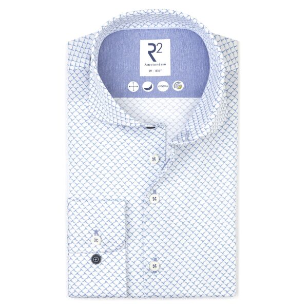 R2 Amsterdam – Bird Print Lyocell Shirt – Light Blue