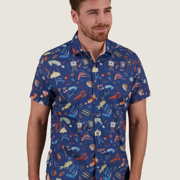 A Fish Named Fred – Shirt SS – Doodle Navy