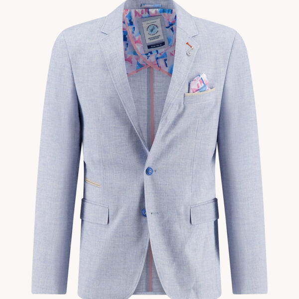 A Fish Named Fred – Linen Look Blazer – Aqua Blue